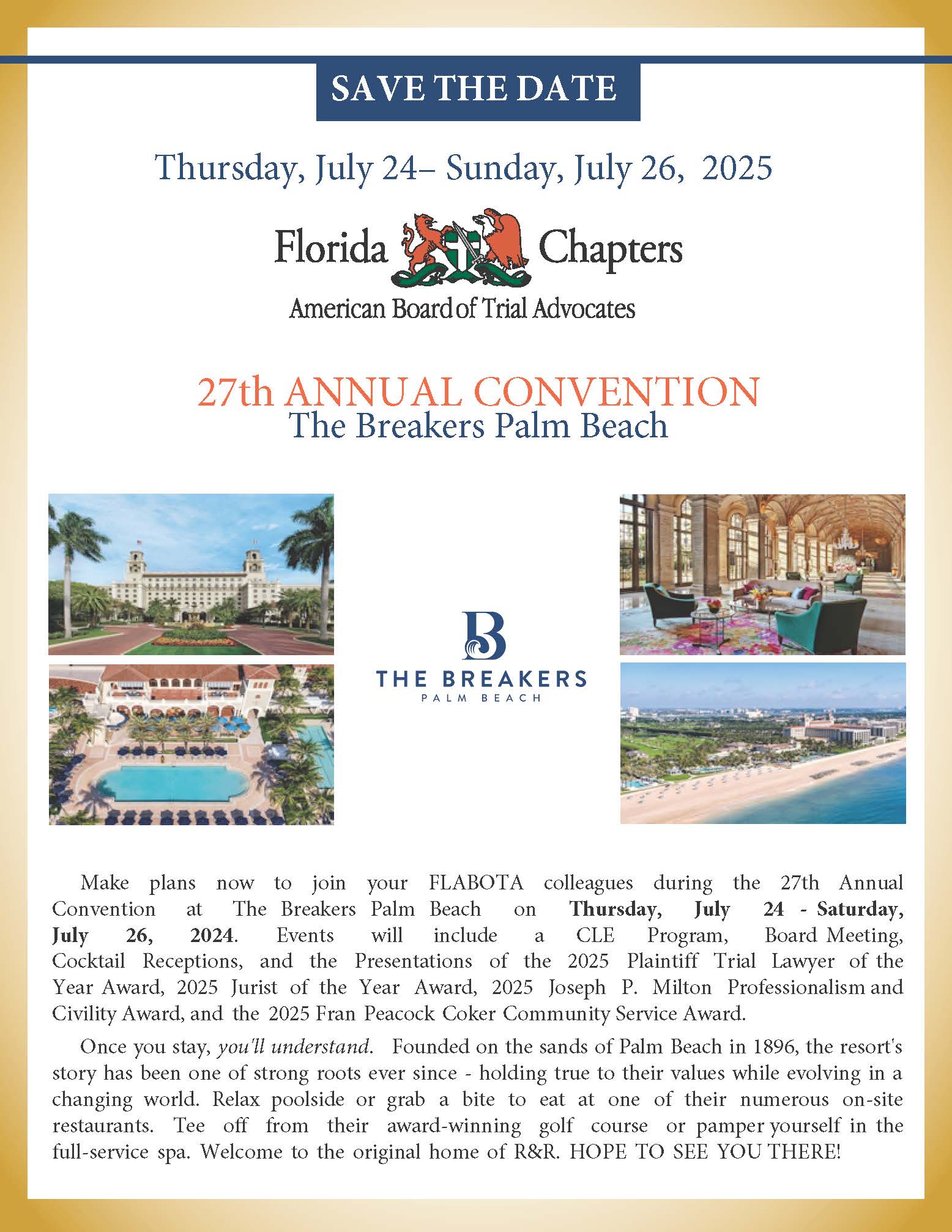 FLABOTA 27th ANNUAL CONVENTION (THE BREAKERS PALM BEACH)