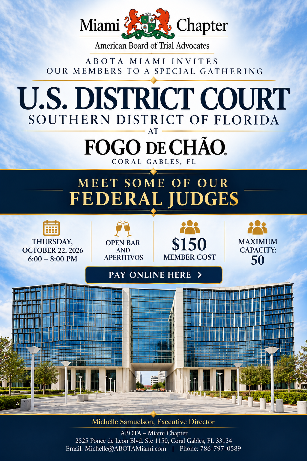 ABOTA MIAMI - FEDERAL JUDGES COCKTAIL @ FOGO DE CHAO